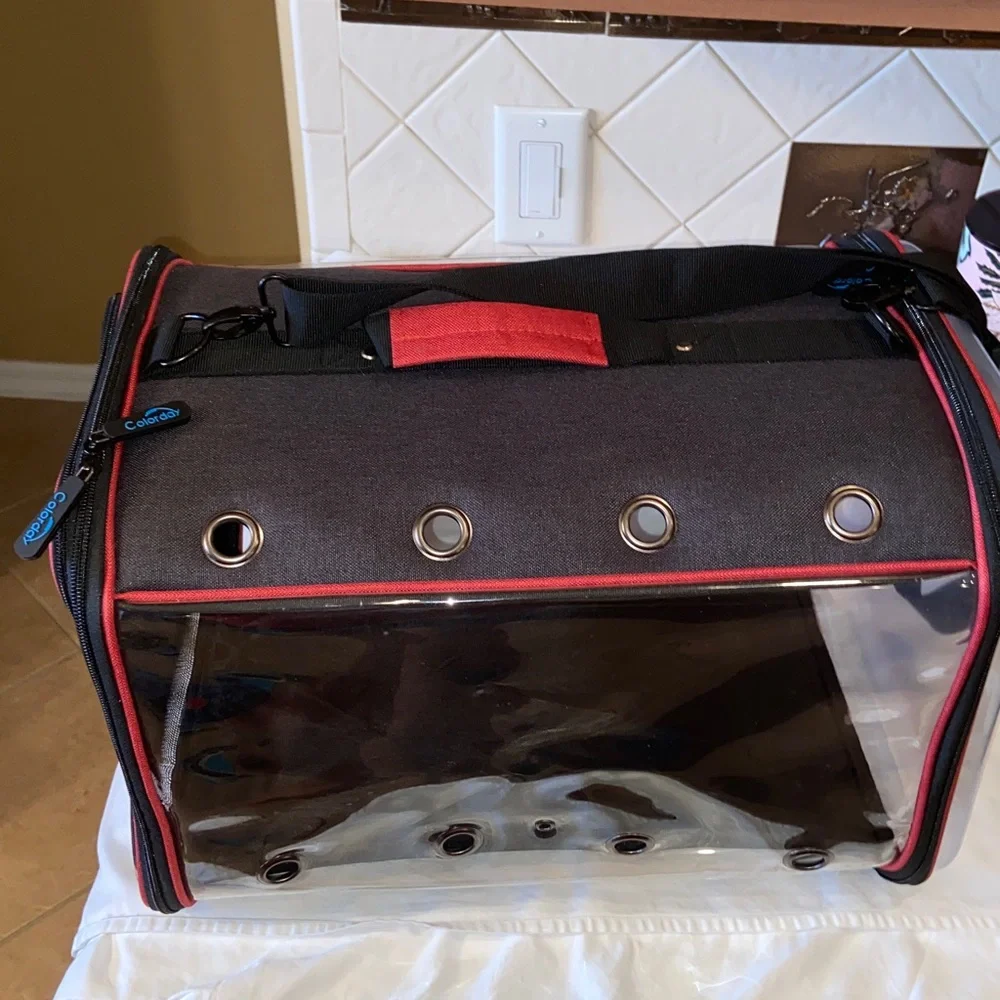 HTF Colorday Bird Carrier Cage Travel crossbody strap and handle